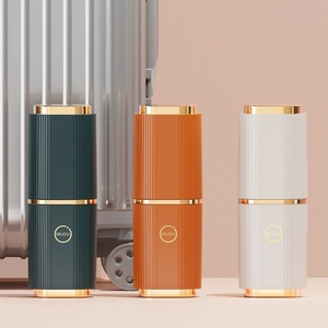 Portable travel toothbrush holder set with gold electroplated trim in multiple colors