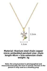 Detail of flower necklace showing 2.3x1.2cm pendant and 40+5cm titanium steel chain