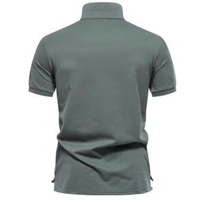 Back view of a men's gradient polo shirt in khaki green with a clean, classic fit