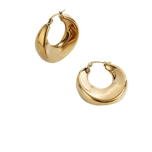 Polished gold-plated teardrop hoop earrings with a modern minimalist geometric design