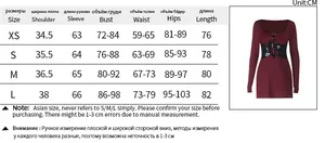 Detailed sizing chart with measurements for the lace hollow-out long sleeve mini dress