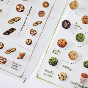 Realistic 3D food nail stickers featuring mini pretzels croissants and matcha cookies