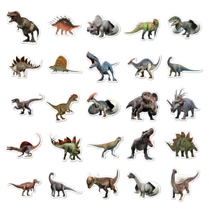 Detailliertes Gitter mit 25 realistischen Dino-Aufklebern mit hochwertigen Hautstrukturen
