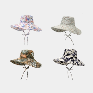 Chapeaux de soleil à fleurs, larges bords, sangles réglables et coton respirant