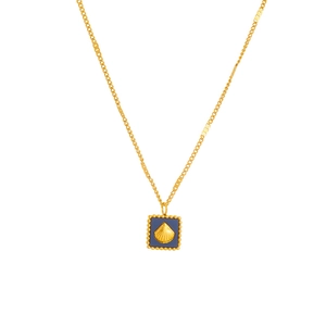 Square Seashell Pendant Necklace Titanium Steel 18K Gold Plated Chic Korean Style Ins Fashion Jewelry For Women