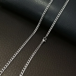 Polished silver stainless steel Cuban link necklace with secure lobster clasp for women