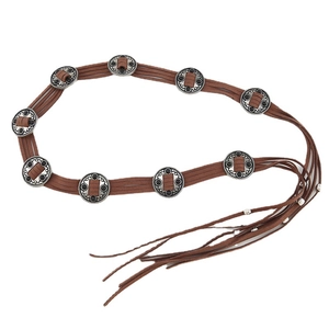Bohemian retro waist chain belt with vintage silver metal pendants and fringe tassels