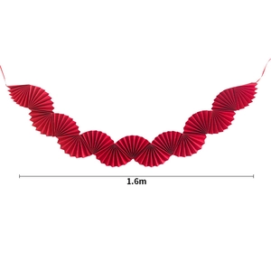 1.6m Red paper fan bunting garland for Valentine's Day and wedding party decoration