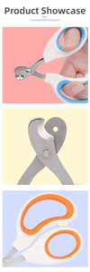 Detail of stainless steel cat nail clipper with round hole blade and ergonomic handle
