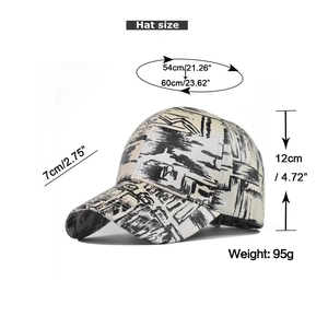 Graffiti baseball cap measurements with 54-60cm circumference and 7cm brim size