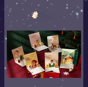 3D pop-up Christmas greeting cards featuring classic festive characters and matching envelopes