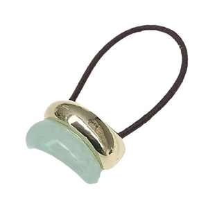 U-shaped hair tie with gold ring and green jade-style curved resin charm