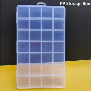 Transparente 28-Fächer PP-Kunststoff-Organizer-Box für Schmuck und Bastelbedarf