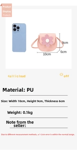 Size comparison of a pink floral mini crossbody bag next to a smartphone