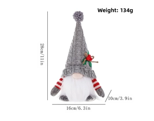 Detailed dimensions of a glowing Christmas gnome with a knitted hat and white beard