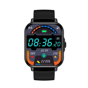 Black GT50 smartwatch with square case and silicone strap on a plain white background