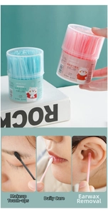 Dual-head cotton swabs with ear spoon and round tip for makeup and ear cleaning