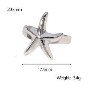 Spécifications de taille pour bague étoile de mer avec hauteur 20,5mm et poids 3,4g