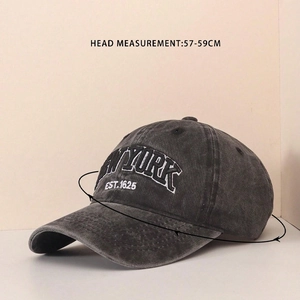 Vintage charcoal grey baseball cap with New York 3D embroidery and adjustable 57-59cm fit