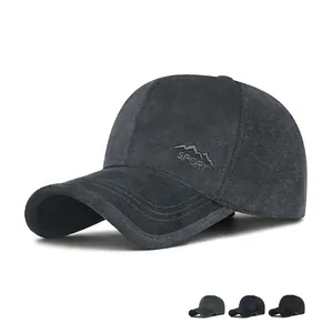 Men Winter Baseball Cap Fleece Lined Thickened Warm Windproof Adjustable Outdoor Sport Hat Senior Mountain Embroidery