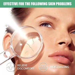 Detail view of skin moisturizing effect showing relief for dry and cracked facial skin
