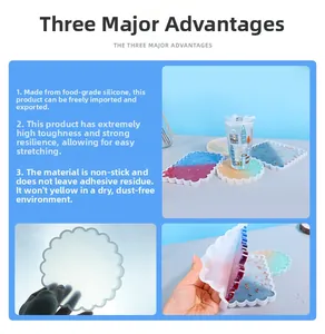 Detailed view of flexible silicone resin coasters molds in wavy and square shapes