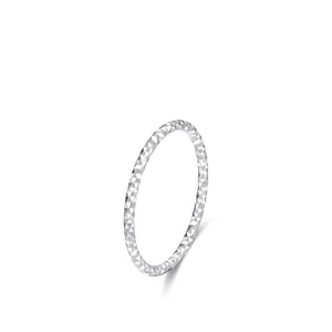 925 Sterling Silver Ring Diamond Cut Textured Thin Glittering Minimalist Geometric Jewelry For Women