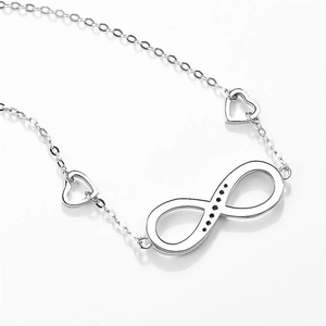 925 sterling silver infinity bracelet with hollow heart charms and black stones