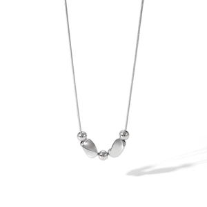 Minimalist stainless steel starfish necklace with silver stone beads on snake chain