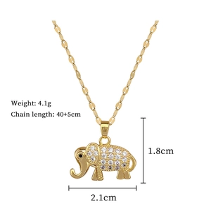 Detailed specifications of golden elephant necklace with pendant size and chain dimensions