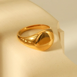 Minimalist gold plated stainless steel chunky ring with polished mirror finish for women