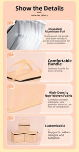 Detail view of thickened aluminum foil lining and sturdy handles of thermal cake bag