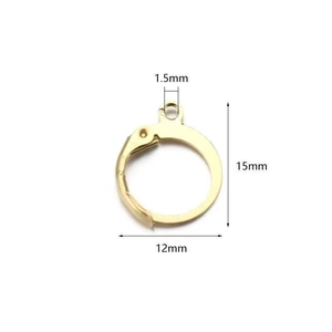 Detailed view of golden 15x12mm leverback earring hooks for DIY jewelry making