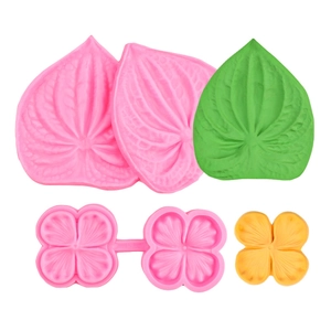 Silicone fondant mold set for creating realistic leaf and petal textures for baking