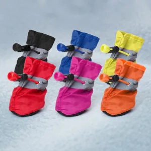 Waterproof Dog Boots Reflective Adjustable Soft Sole Pet Shoes For Small Medium Dogs Non-Slip Winter Paw Protectors