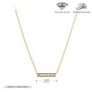 Detailed specs of 925 sterling silver necklace with square 5A zircon pendant dimensions