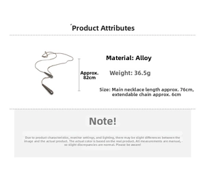 Silver teardrop necklace specs: 36.5g alloy material, 76cm chain with 6cm extension link