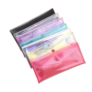 Creative laser iridescent transparent PVC pencil pouch with snap button closure set