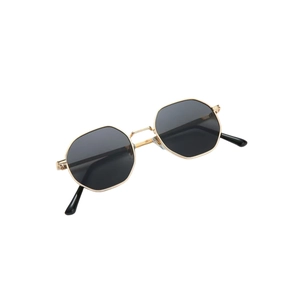 Octagonal gold metal frame sunglasses with dark lenses for men and women