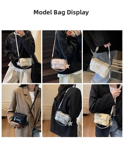 Détail du sac bandoulière matelassé avec pendentif étoile disponible en six coloris