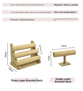 Detail view of velvet jewelry display stand dimensions for bracelets and watches