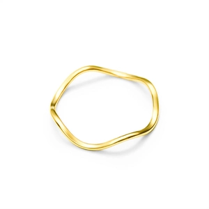 Gepolijste 18K vergulde titanium stalen ring met minimalistisch golvend ontwerp