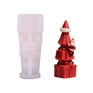 Silikonform für 3D-Weihnachtsmann und Weihnachtsbaum Kerzen mit realistischen Details