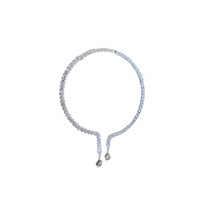 Silver teardrop zircon choker necklace with crystal pendant for elegant women