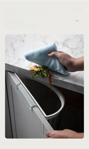 Wall-mounted white kitchen trash can with easy-access large opening for cabinet doors