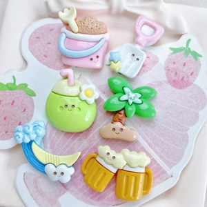 Summer beach resin charms with cute smile designs for DIY phone cases and accessories
