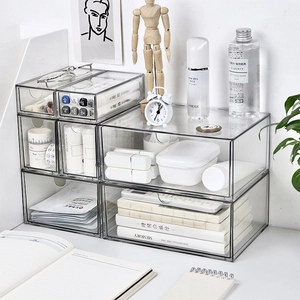 Transparent Schreibtisch Organizer Kunststoff Schubladen Stapelbar Aufbewahrungsbox Für Kosmetik Schreibwaren Büro