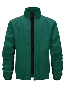 Giacca Antivento Da Uomo Con Collo Alto Zip Outdoor Casual Ampia In Fibra Sintetica Color Block