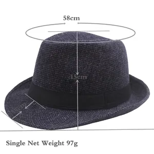 British style felt jazz fedora with 58cm circumference and dimensions measurement