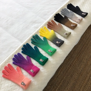Rainbow gradient knit touchscreen gloves for men and women in various colorful options